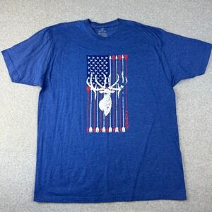 Kings Mens Graphic T Shirt Deer Flag Arrows Patriotic T-Shirt XXL Blue